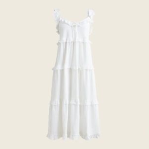NWT J. Crew Tiered Knit Keyhole Maxi Dress in White, M